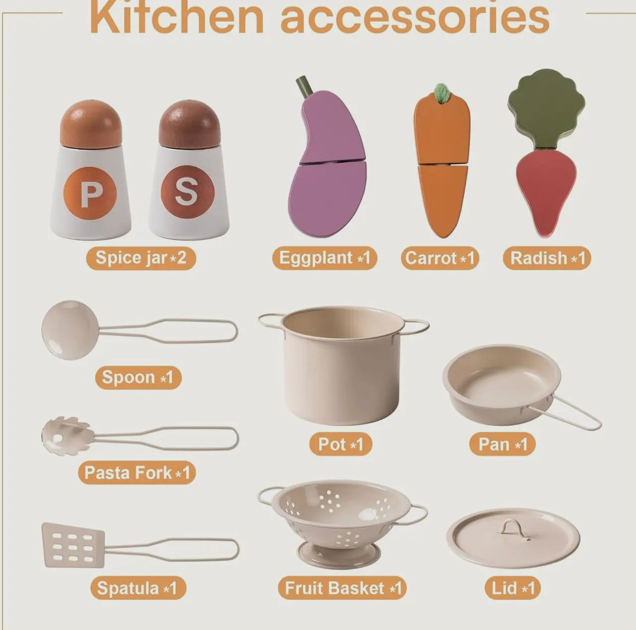 Robud Holz- Küchenspielset Spielzeug zum kochen für Kinder Geschenk