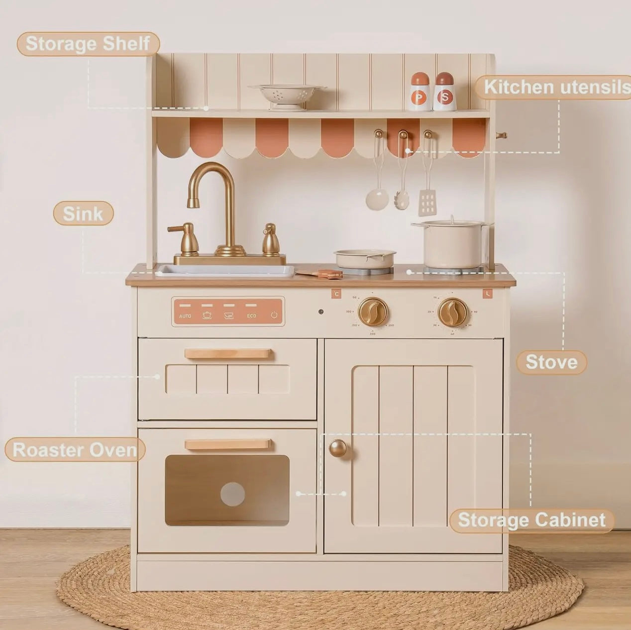 Robud Holz- Küchenspielset Spielzeug zum kochen für Kinder Geschenk